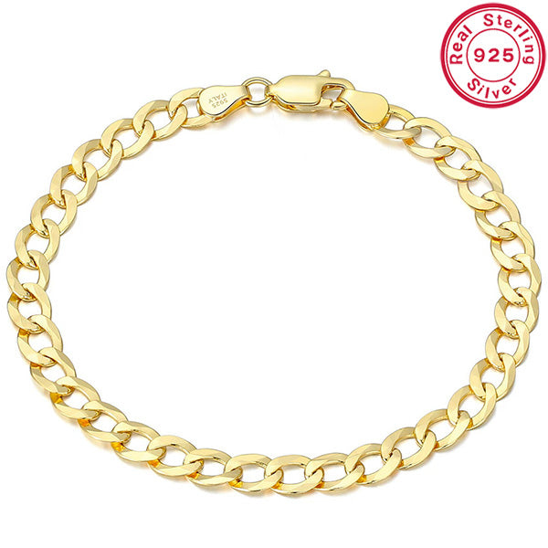 JLUXS 20 CM 7.5 INCHES 5MM FIGARO 925 STERLING SILVER MENS BRACELET