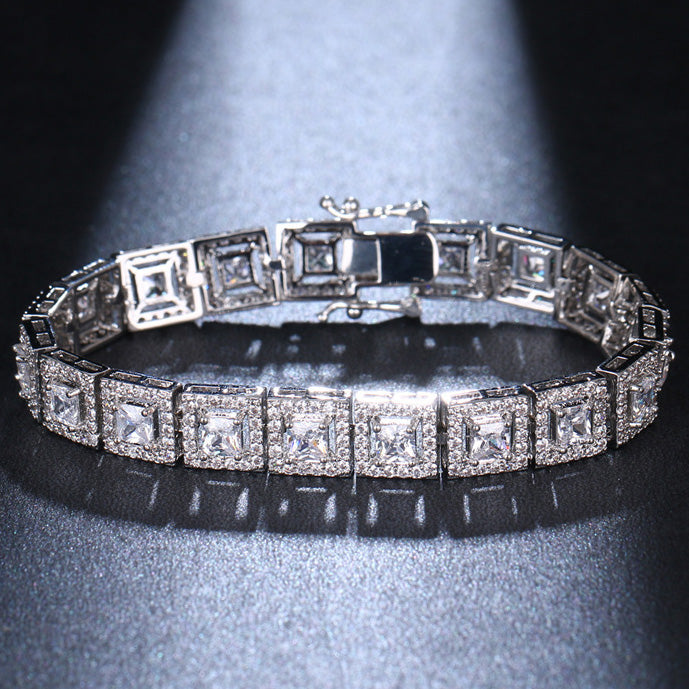 JLUXS Captivating Ladies White Gold Rhodium Over Sterling Silver Created White Sapphire Bracelet