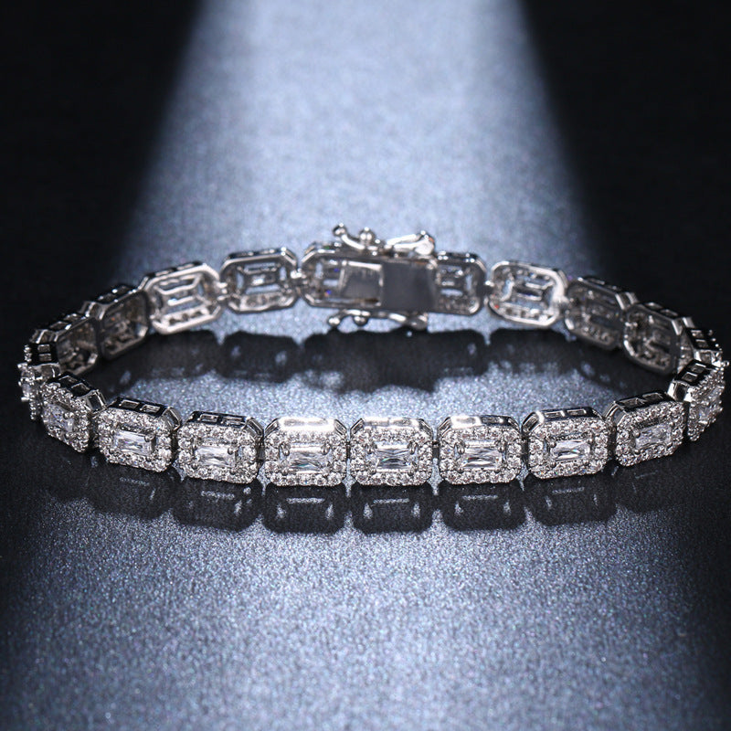 JLUXS Gigantic Ladies White Gold Rhodium Over Sterling Silver Created White Diamond Bracelet
