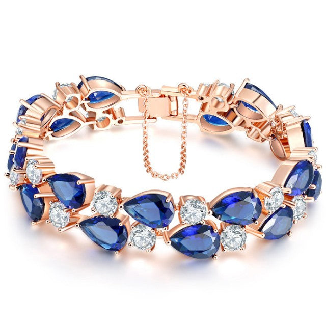 JLUXS Beauteous Womens Stainless Steel Sparkling Created Sapphire & White Sapphire Bracelet