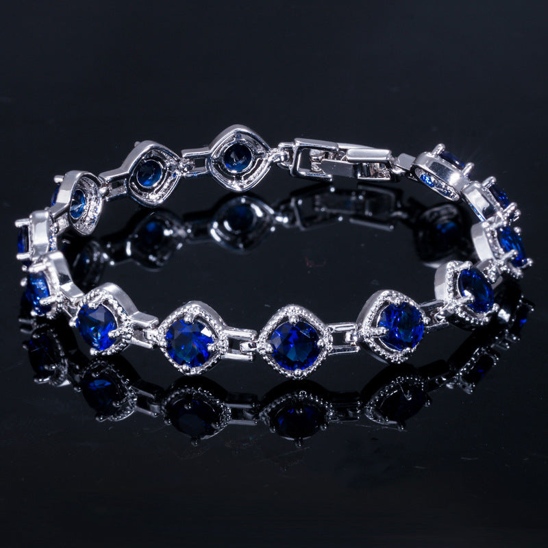 JLUXS Smashing Womens Stainless Steel Sparkling Created Blue Sapphire Bracelet