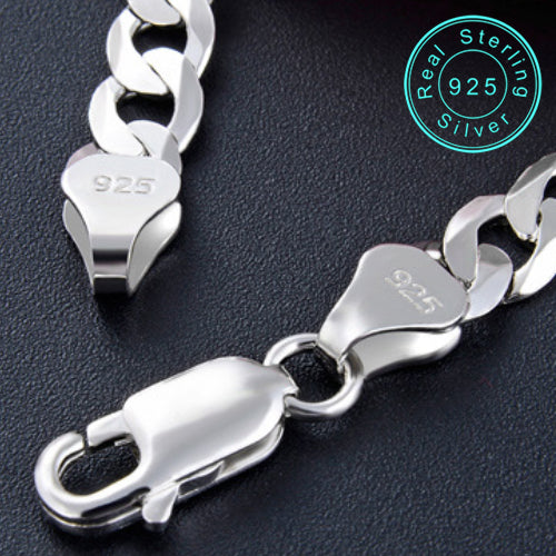 JLUXS 20 CM 7.5 INCHES 5MM FIGARO 925 STERLING SILVER MENS BRACELET