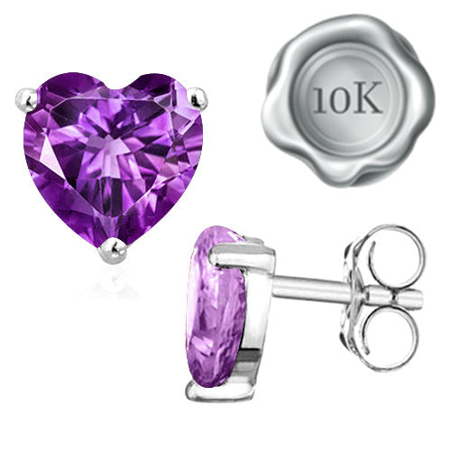 JLUXS 1.50 CTS AMETHYST 10KT SOLID WHITE GOLD EARRINGS STUD