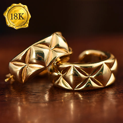 JLUXS UNIQUE DESIGN ! 18KT SOLID GOLD HOOP EARRINGS