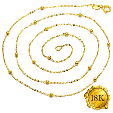 JLUXS 45 CM 18 INCHES AU750 18K SOLID YELLOW GOLD BEADS NECKLACE