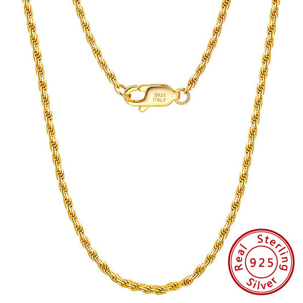 JLUXS Womens 14K Yellow Gold Over Sterling Silver 40 cm 16 Inches Rope Chain