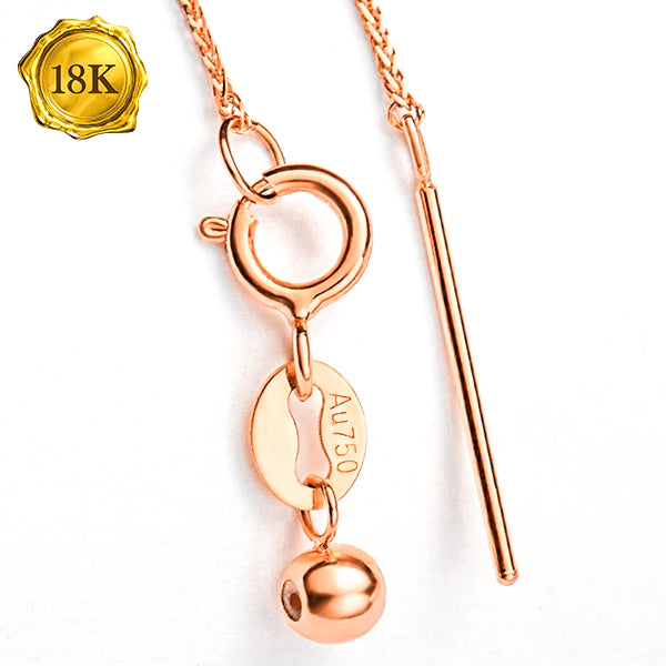 JLUXS 45 CM 18 INCHES AU750 DIAMOND-CUT SQUARE 18K SOLID ROSE GOLD WHEAT ADJUSTABLE NECKLACE