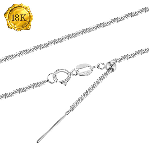 JLUXS 45 CM 18 INCHES AU750 DIAMOND-CUT SQUARE 18K SOLID WHITE GOLD WHEAT ADJUSTABLE NECKLACE