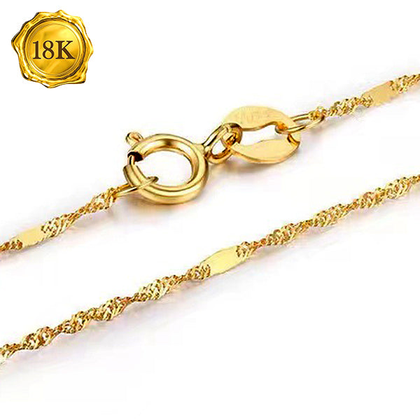 JLUXS 45 CM 18 INCHES THICK FANCY MIRROR 18KT SOLID YELLOW GOLD SINGAPORE CHAIN