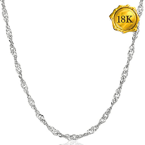 JLUXS 45 CM 18 INCHES AU750 18KT SOLID WHIITE GOLD SINGAPORE NECKLACE
