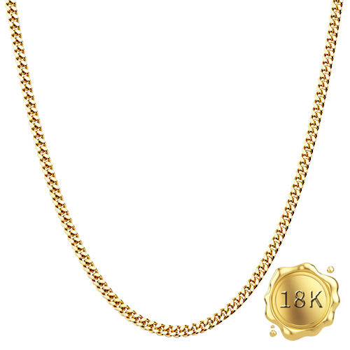 JLUXS 50 CM 20 INCHES 18KT SOLID YELLOW GOLD CURB NECKLACE