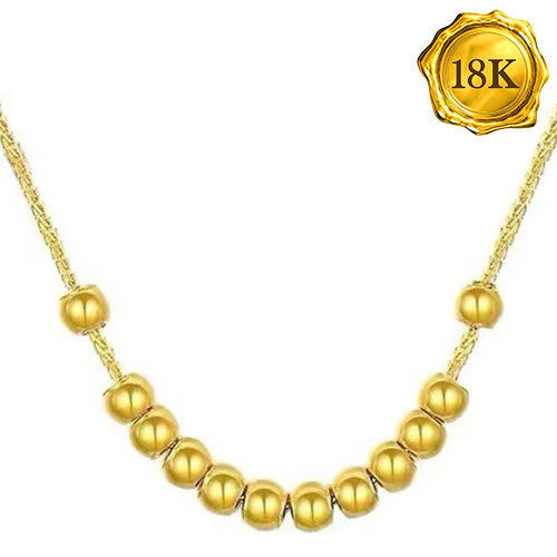JLUXS 45 CM 18 INCHES AU750 18KT SOLID YELLOW GOLD BEADS NECKLACE