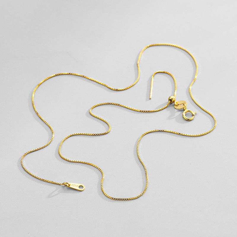 JLUXS 45 CM 18 INCHES 1MM 925 YELLOW STERLING SILVER BOX ADJUSTABLE NECKALCE