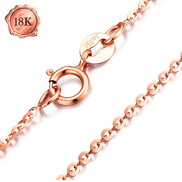 JLUXS 45 CM 18 INCHES AU750 18KT SOLID ROSE GOLD CABLE CHAIN