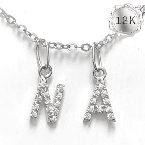 JLUXS PERSONALIZED INITIAL LETTER WITH CREATED WHITE SAPPHIRE 18KT SOLID GOLD PENDANT (CHOOSES THE LETTER UPON CHECKOUT)