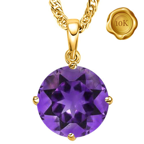 JLUXS 1/2 CT AMETHYST 10KT SOLID YELLOW GOLD PENDANT