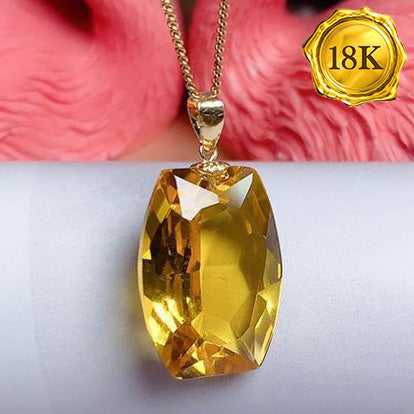 JLUXS CUSHION CUT 13X18MM CITRINE 18KT SOLID YELLOW GOLD PENDANT