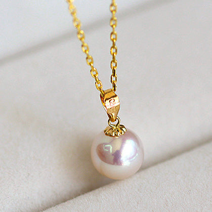 JLUXS NATURAL 7 - 7.5MM FRESH WATER PEARL 18KT SOLID GOLD PENDANT