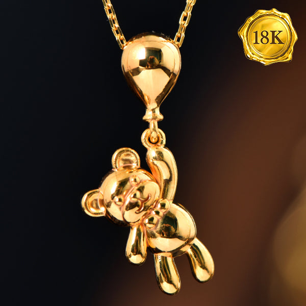 JLUXS 18KT SOLID YELLOW GOLD BEAR PENDANT