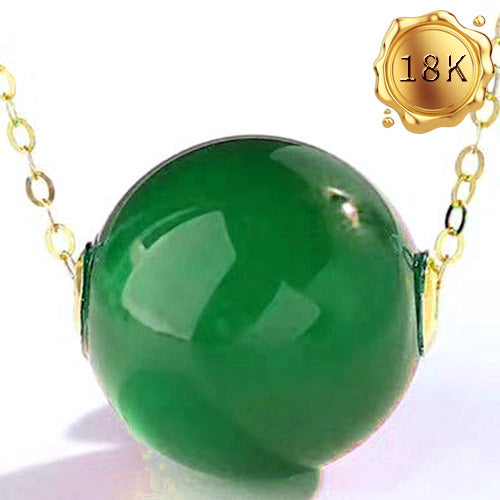 JLUXS JADE 18KT SOLID GOLD PENDANT WITH SILVER CHAIN