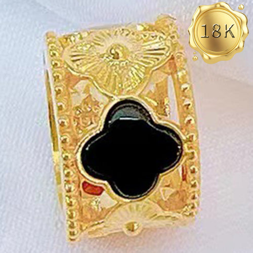 JLUXS MULTI COLOR AGATE 18KT SOLID YELLOW GOLD LUCKY CLOVER PENDANT