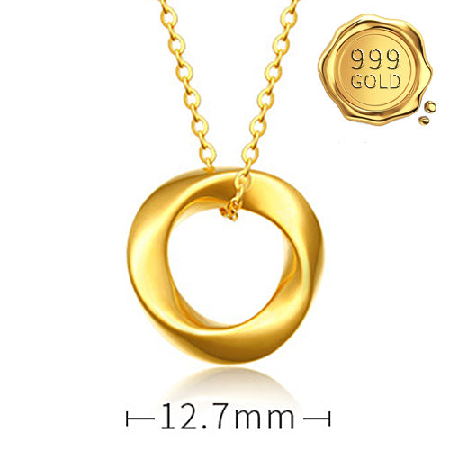 JLUXS 24KT SOLID YELLOW GOLD PLATED THREE DIMENSIONAL MOBIUS BAND PENDANT