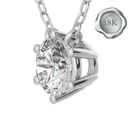 LOW COST JEWELRY PRETTY 1.00 CT LAB GROWN DIAMOND (ROUND BRILLIANT CUT/VS) 18KT SOLID WHITE GOLD PENDANT