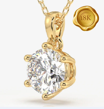 JLUXS LUXURIANT 1.00 CT LAB GROWN DIAMOND 18KT SOLID YELLOW GOLD PENDANT