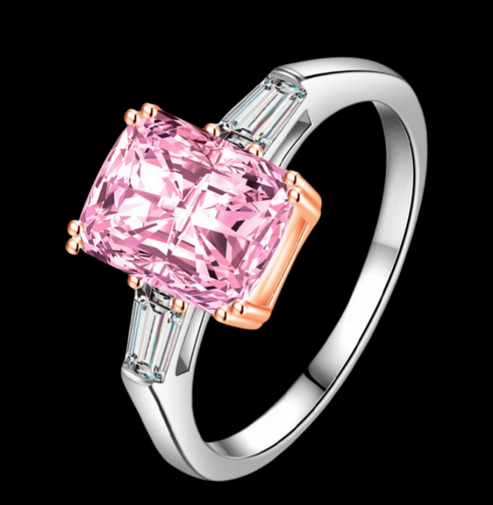 JLUXS Beautiful Ladies White & Rose Gold Rhodium Over Sterling Silver Created Pink Diamond & Created White Sapphire Ring