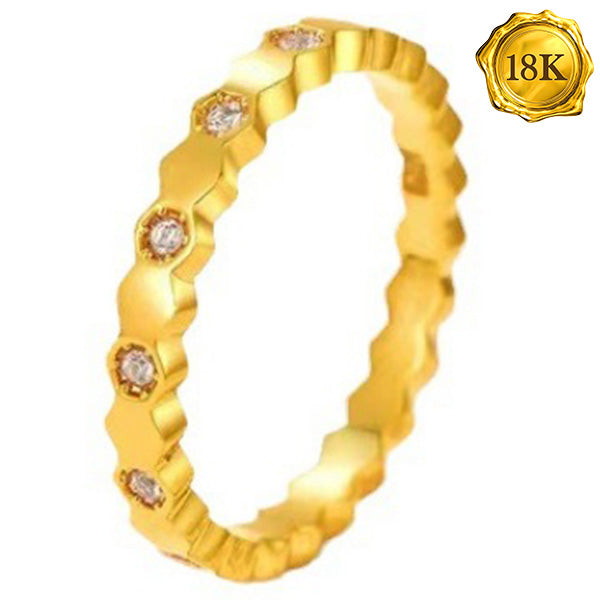 JLUXS UNIQUE DESIGN CREATED WHITE SAPPHIRE 18KT GOLD PLATED FASHION RING