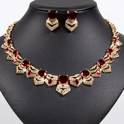 JLUXS Foxy Ladies Yellow Gold Rhodium Over Sterling Silver Created White Sapphire & Created Ruby Set