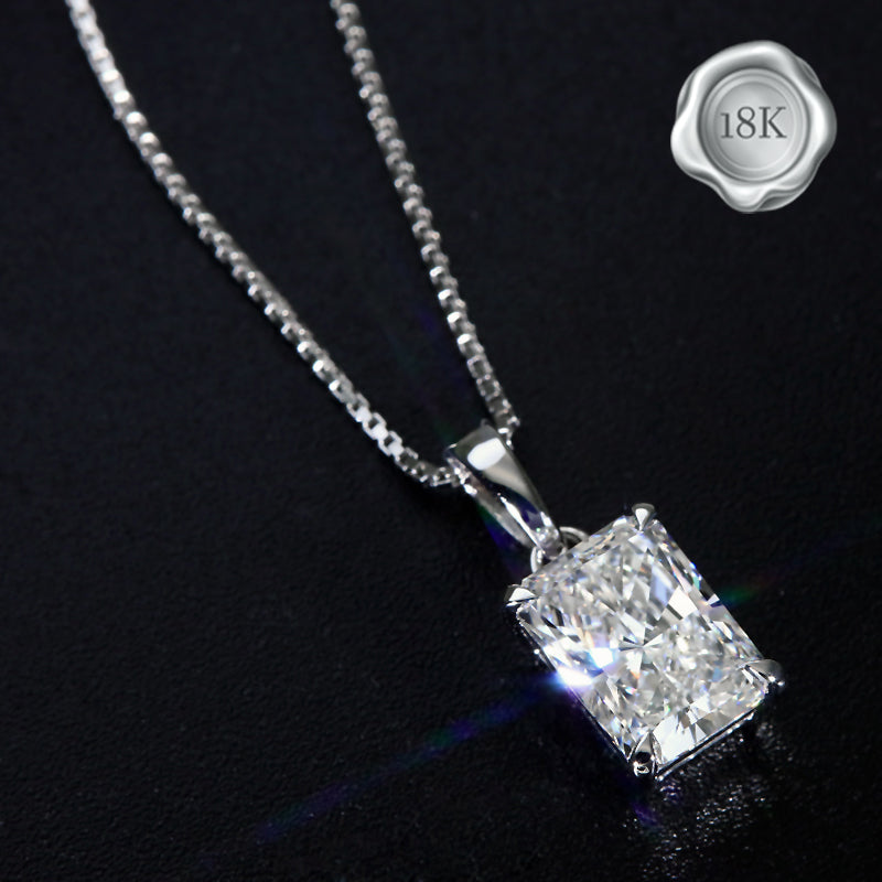 JLUXS BRILLIANT 1.00 CT LAB GROWN DIAMOND (RADIANT CUT/VS) 18KT SOLID WHITE GOLD PENDANT