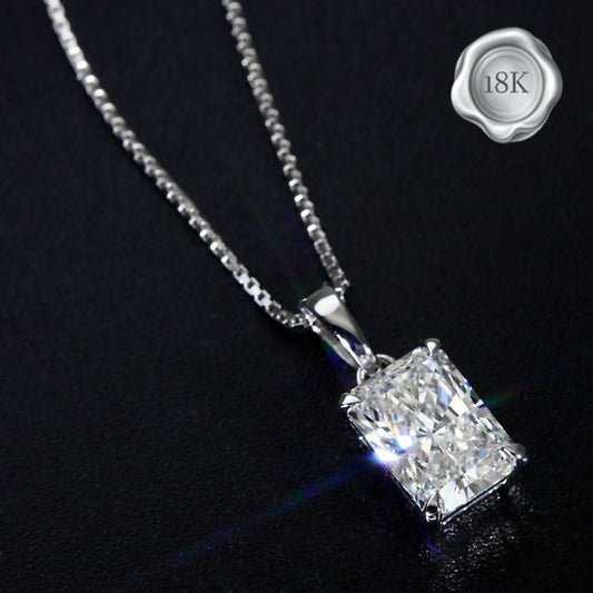 JLUXS BRILLIANT 1.00 CT LAB GROWN DIAMOND (RADIANT CUT/VS) 18KT SOLID WHITE GOLD PENDANT
