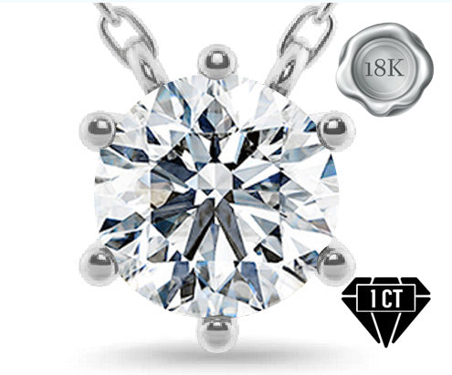 LOW COST JEWELRY PRETTY 1.00 CT LAB GROWN DIAMOND (ROUND BRILLIANT CUT/VS) 18KT SOLID WHITE GOLD PENDANT