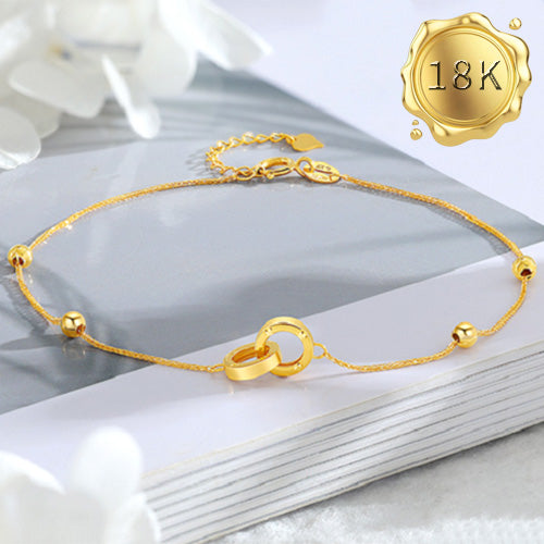JLUXS SIMPLY & ELEGANT DESIGN ! DOUBLE CLASP 18K SOLID GOLD WHEAT CHAIN BRACELET