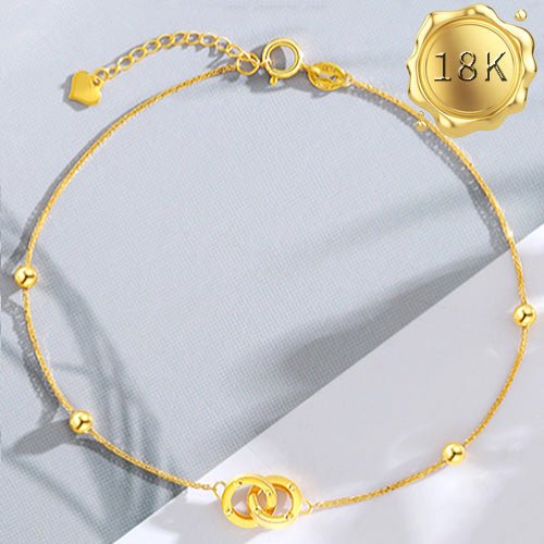 JLUXS SIMPLY & ELEGANT DESIGN ! DOUBLE CLASP 18K SOLID GOLD WHEAT CHAIN BRACELET