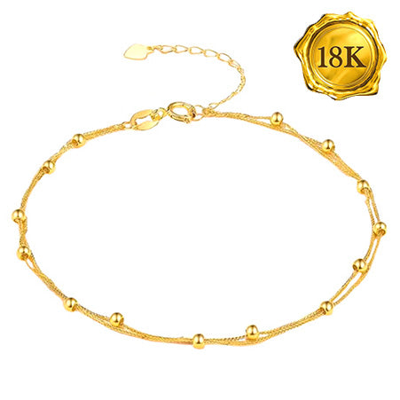 JLUXS 18 CM 7 INCHES AU750 18KT SOLID YELLOW GOLD BEAD BRACELET