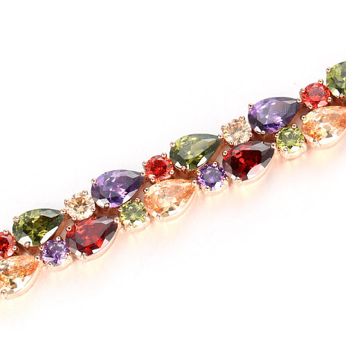 JLUXS Priceless Womens Stainless Steel Sparkling Created Multi Color Sapphire Bracelet