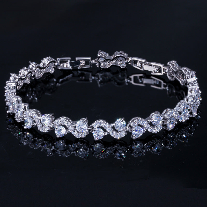 JLUXS Beauteous Ladies White Gold Rhodium Over Sterling Silver Created White Sapphire Bracelet