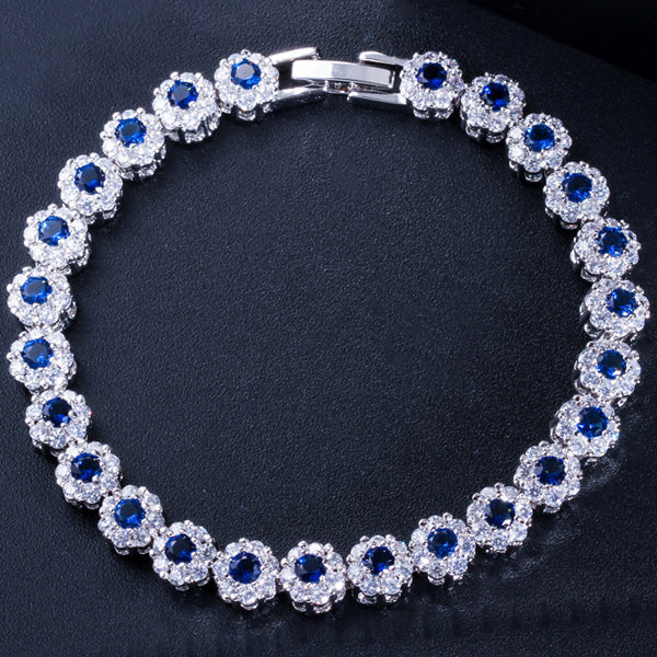 JLUXS Lovely Womens Stainless Steel Sparkling Created Sapphire & White Sapphire Bracelet