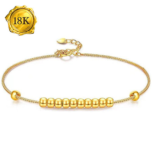 JLUXS 17 CM 6.5 INCHES AU750 WHEAT CHAIN 18KT SOLID YELLOW GOLD BEADS BRACELET