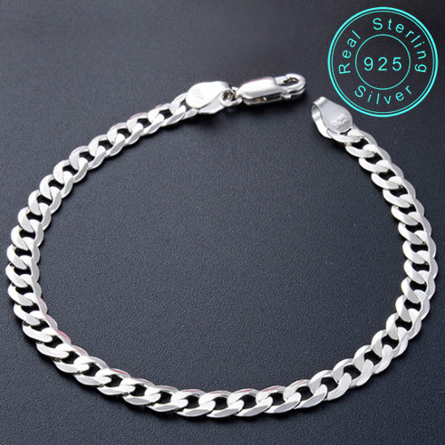 JLUXS 20 CM 7.5 INCHES 5MM FIGARO 925 STERLING SILVER MENS BRACELET