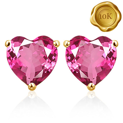 JLUXS 1.50 CTS IMPERIAL PINK TOPAZ 10KT SOLID YELLOW GOLD EARRINGS STUD
