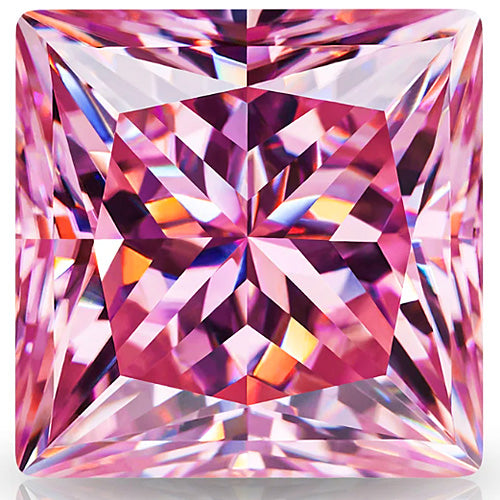 JLUXS Loose 1.00 Ct 5.5mm VVS Princess Brilliant Cut Loose Pink Moissanite Diamond (with GRA Certificate)