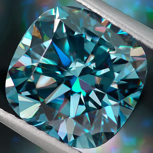 JLUXS Loose 1.00 Ct 6.5mm VVS Vivid Blue Color Cushion Cut Loose Moissanite Diamond (with Certificate)