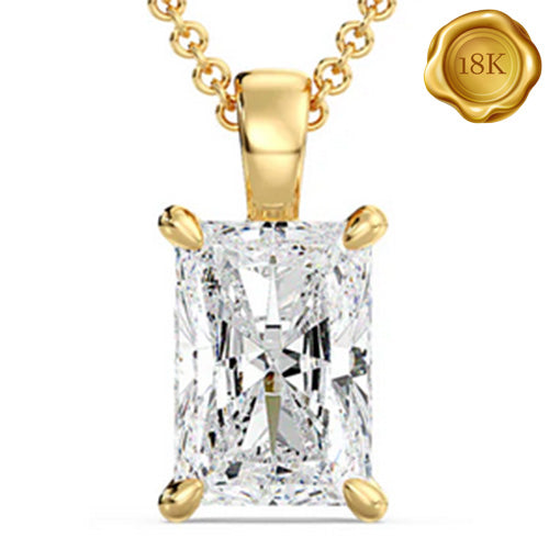 JLUXS BEAUTEOUS 1.00 CT LAB GROWN DIAMOND (RADIANT CUT/VS) 18KT SOLID YELLOW GOLD PENDANT