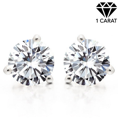 JLUXS 1.00 CT DIAMOND MOISSANITE (HEART & ARROWS CUT/VVS) 10KT SOLID WHITE GOLD EARRINGS STUD