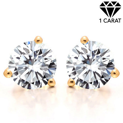 JLUXS 1.00 CT DIAMOND MOISSANITE (HEART & ARROWS CUT/VVS) 14KT SOLID GOLD EARRINGS STUD