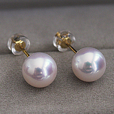 JLUXS 7MM FRESH WATER PEARL 18KT SOLID GOLD EARRINGS STUD