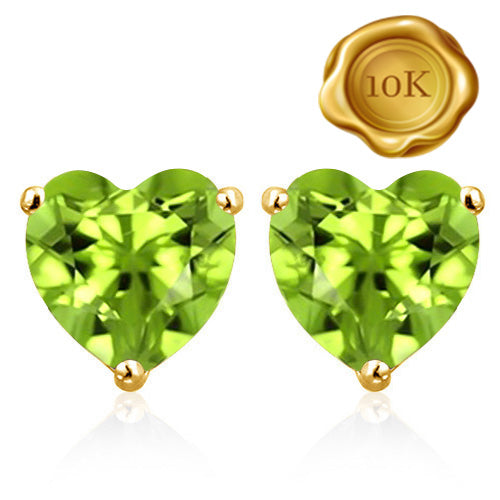 JLUXS 1.50 CTS PERIDOT 10KT SOLID YELLOW GOLD EARRINGS STUD